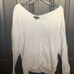 Off the shoulder, white sweater